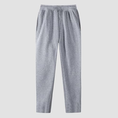 Mens Tall Sweatpants Open Bottom Wide Leg Joggers Lounge Pants Light Gray — view 3