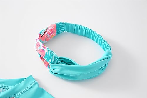 Girls Swimsuit 3-10 Years UPF 50+ UV One Piece Swimwear with Hair Band3