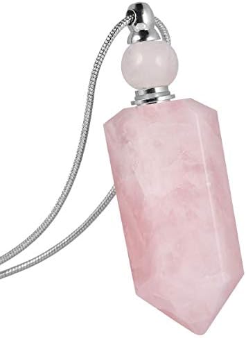 mookaitedecor Essential Oil Diffuser Pendant Aromatherapy Necklace,Healing Crystal Point Pendant Stone Necklace