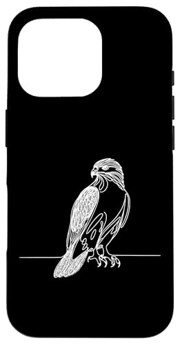 Carcasa para iPhone 16 Pro Line Art Bird Ornitólogo Halcón Cola Roja