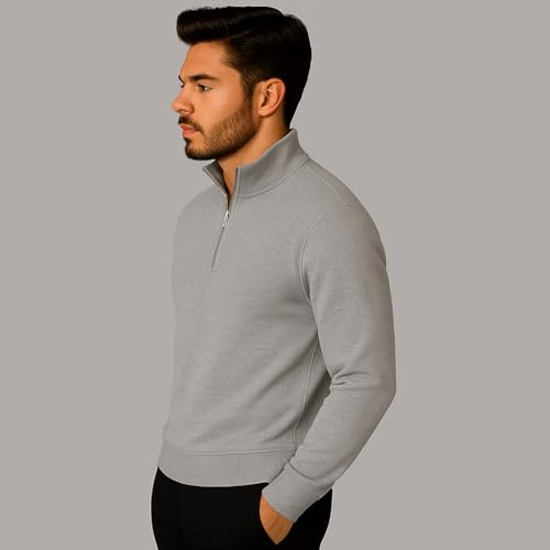 Image of Mack Jonney Men's Fleece Half-Zip High Neck Sweatshirt | Warm & Stylish Winter Wear -M4380