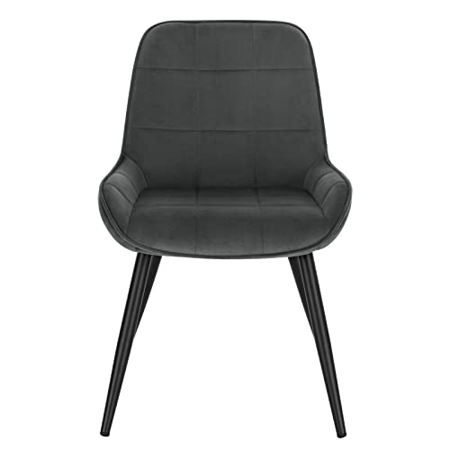 Miniatura 7 de Woltu 4x Sillas De Comedor, Silla Ergonómica Con Respaldo, Silla De Terciopelo En Estructura Metal, Sillas Para Dormitorio, Salón, Comedor Y Cocina, Gris Oscuro, Bh331dgr-4