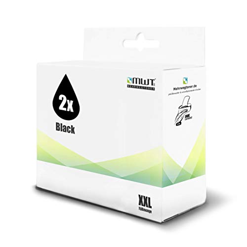 2X MWT Cartucho de Tinta Compatible para HP OfficeJet J 5725 5730 5735 5740 5742 5750 5780 5783 5785 6405 6410 6413 6415 6424 6450 6480 6488 wie 350XL 350 XL Negro