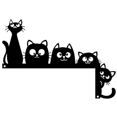 Baitiane Metal Cat Door Topper Door Frame Decor Black Metal Wall Art Modern Minimalist Home Decoration for Living Room Bedroom Entryway Ideal Gift for Cat Lovers (B)