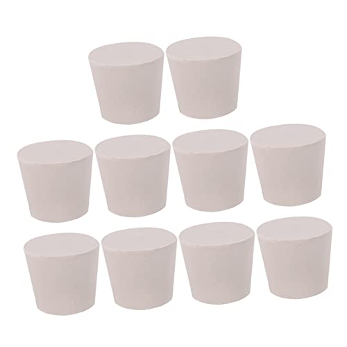 FUNOMOCYA 10pcs Rubber Stopper Test Tube Stopper Bottle Plugs Bottle Hole Stopper Flask Sealing Plugs Bottle Plug Stopper Test Tube Sealing Plug Tube Plugs Science Test Tube Plug White