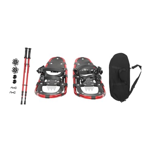 AGULIUM 25 Inch Snowshoes with Adjuatable Trekking Poles and Carrying Bag, Snowshoes with Serrated Claw, 3-Section Telescopic Hiking Poles, Lightweight Aluminum, Snowshoes for Adults Men Women