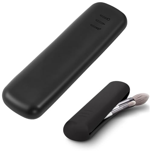 Estojo de silicone para viagem, porta-pincéis de maquiagem, portátil e compacto, perfeito para organização de viagens, preto