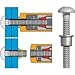 MGPB-R8-10GAT, Huck Magna-GR Lockbolts, 0.250 Inch Diameter, (0.062-0.625 Inch GR), Button HD, Carbon Steel Material,