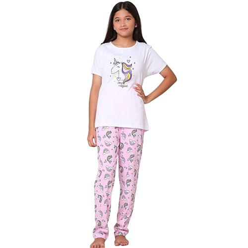 Image of TotzTouch Cotton Girls Night Suit | Pajama Set | Night Dress Graphic Printed Age 6 Months to 15 Years Different Patterns Suitable for Summer and Winter to Choose (Pack of 1)