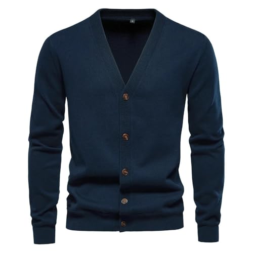 Dcvmvmn Winter Cotton Cardigan Sweater for Men Casual Single Breasted Solid Color Warm Sweater3