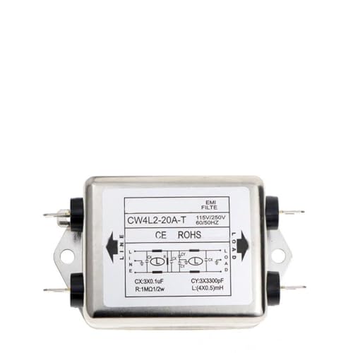 Filtro de alimentación monofásico de doble sección para supresión de ruido industrial/rfi - 20a 50/60Hz 0-30mhz 60db pérdida de inserción 80db Stop Atenuación carcasa metálica - Cw4l2 para 20a-t