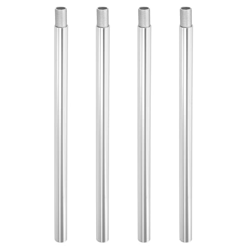 Image of PATIKIL Threaded Extension Rod, 4 Sets 8 inch M10 x 1mm Fine Thread Lamp Pipe with Lamp Pipe Nipples for Pendant Light Island Lighting Chandeliers Stems, Silver Tone