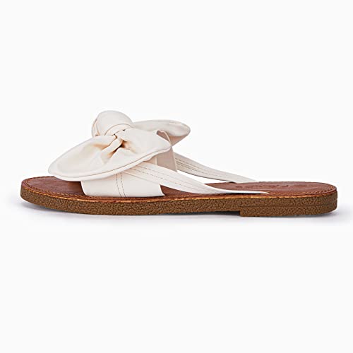 Image of FISACE Womens Bow Flat Sandals Flip Flops Slide Sandals Summer Beach Shoes