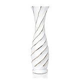 AeraVida Hand-Carved Tall Spiral Twist White-Painted Decorative Wood Vase | 14 inch | Classic Flower Vase