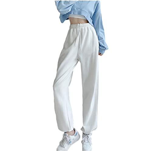 Pantalon de sport tendance femme pour l'automne gris et blanc