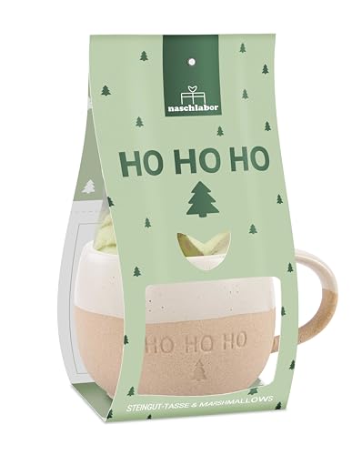 Set Ho Ho Ho mit Tasse und Marshmallows in Tannenbaum-Form | Weihnachtliche Idee für Familie, Freunde & Kollegen | Süßes Mitbringsel für Advent & Weihnachten | Perfekt zum Dekorieren, Genießen (1)