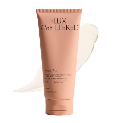 + Lux Unfiltered N°32 Summer Skin Deep Gradual Self Tanner, Hydrating Self Tanning Lotion – Shea Butter & Squalane – Non-Sticky, No Transfer, Natural-Looking Tan – Vegan Sunless Tanner – Santal