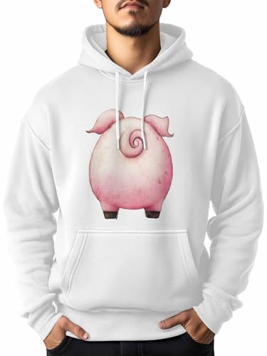 SODIKA Cute Funny Pig Tail Mens Hoodies, Oversized Unisex Hooded