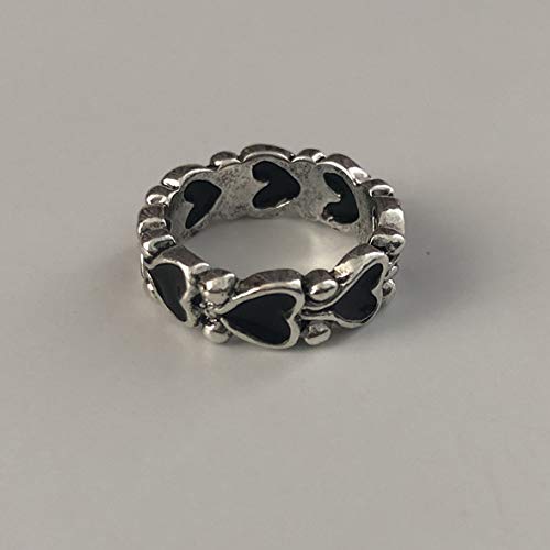 Gothic Vintage Ring Set Y2K Black Heart Stackable Retro Punk Open Knuckle Finger Ring For Women Girls #TOP5