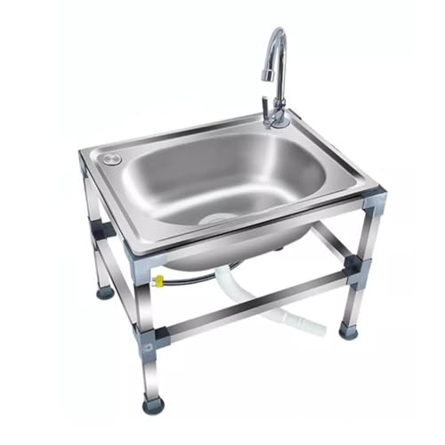 Évier de Lavage de Sol en Acier Inoxydable, bac de Service intérieur/extérieur Durable, évier de buanderie Polyvalent pour Cuisine, Restaurant et Garage – Argenté, Taille B1 – 53 x 38 x 40 c