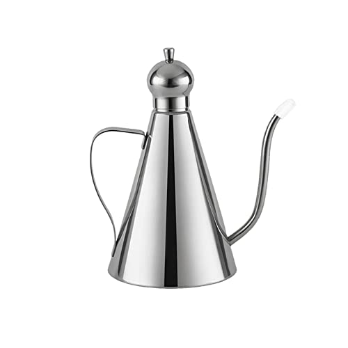 FaHuoJiuKa Stainless Steel Oil Bottle with Long Spout & Handle - Leakproof Olive Oil Dispenser, 350ml Kitchen Pouring Pot for Vinegar/Soy Sauce