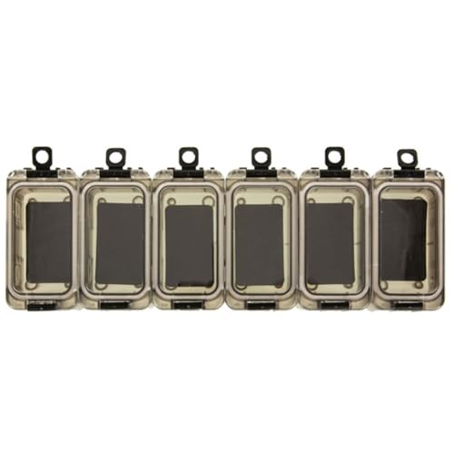 FUANA Juego de 6 cajas pequeñas de aparejos de pesca con bandejas organizadoras magnéticas, material ABS, para cajas compactas de combinación de 8 x 4 x 2,3 cm, ganchos y accesorios, color gris
