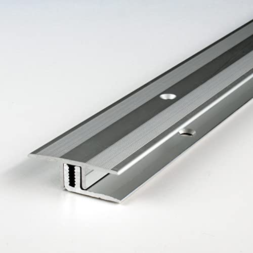 PROVISTON | Profilo di transizione | Alluminio anodizzato | Argento | Larghezza 33 mm | Altezza 7-15 mm | Lunghezza 1000 mm | Perforato | Transition Rail | Barra di transizione