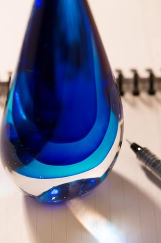 Escultura de vidrio estilo Murano gota azul miniatura 6