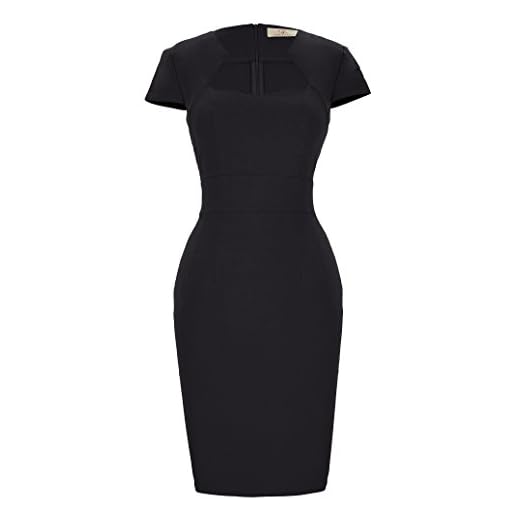 GRACE KARIN Black Business Dress Cap Sleeve Slim Pencil Dress (8947-1, S)