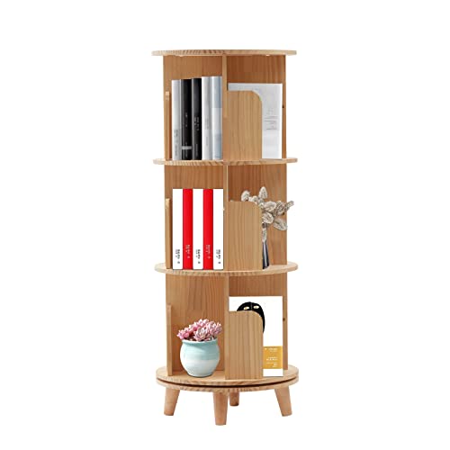 Ocasami 3 Tier Rotating Bookshelf 360 Display Floor Standing Shelves Bookshelf Book Storage For Kids&Adults, Wood Bookshelf Organizer, Cornerbookshelf, Space Saving(40"X18"X18") #TOP6