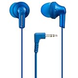 Panasonic ErgoFit Wired Earbuds, In-Ear Headphones with Dynamic Crystal-Clear Sound and Ergonomic Custom-Fit Earpieces (S/M/L), 3.5mm Jack for Phones and Laptops, No Mic - RP-HJE120-AA (Metallic Blue)