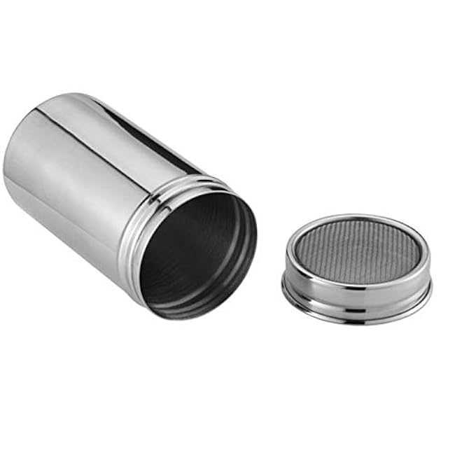 Powder Sugar Shaker with Lid for Kitchen Baking Cooking, Stainless Steel Fine Mesh Shaker Cinnamon Lcing Sugar Powder Cocoa Flour Chocolate Coffee Sifter Sprinkler Dredgers
