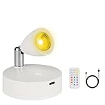 CMANLNYK Wireless Led Spotlight Indoor - Infrared Remote Control Dimming and Color Cupboard Lights, Flicker Free and Eye Friendly Wireless Light, 360° Rotation and 90° Elevation Spotlight Lamp