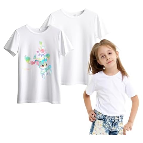 Sublimation T-Shirt Blanks for Toddler,3 Pack Unisex Kids Modal White Crew Neck Short Sleeve T Shirt (US, Age, 3 Years, Standard, White) Cover