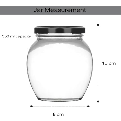 Image of Kitchen Glass Jar Containers Airtight Storage 350ml Glass Jars Clear Glass Storage Jar Glass Spice Jar Containers Glass Jars for Storage Glass Jar for Pickle Pack of 6