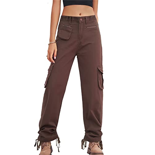 Pantalones Cargo Largos, Bolsillos Múltiples Pantalones Cargo Mujer Fibra De Poliéster Transpirable Ajustar La Longitud De Moda para Actividades Al Aire Libre (XL)