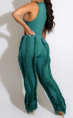Image of EDITCOZY Women Sexy Two Piece Outfits Fringe Pants Set Tassel Club 2 Piece Sets Going Out Birthday Party Night