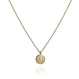 Annika Bella Medallion Choker Necklace for Women, Length 15-17 Inches, Tiny Coin Disc Charm Pendant Short Necklaces, Tarnish-Resistant, Sterling Silver or Gold, Dainty Gift for Her (Gold)