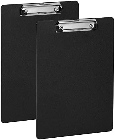 Deli Plastic Clipboard, Clip Board with Low Profile Clip, Standard A4 Letter Size Clipboards for Nurses, Students, Office and Women, Black, 2 Pack