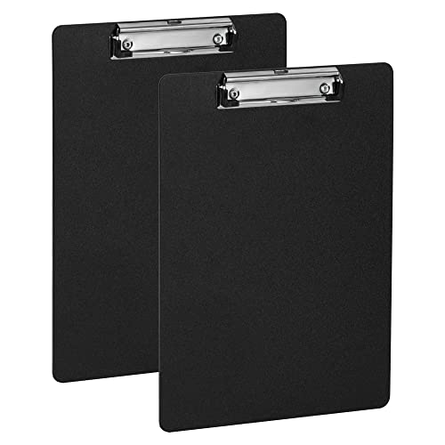 Deli Plastic Clipboard, Clip Board With Low Profile Clip, Standard A4 Letter Size Clipboards For Nurses, Students, Office And Women, Black, 2 Pack #TOP29