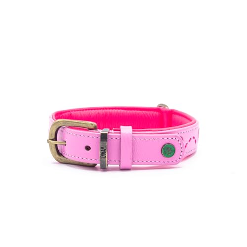 DWAM Dog with a Mission – Hundehalsband - Verstellbar - Weichem Leder – Rosa – L – Leder – Halsumfang zwischen 38–47 x 2,5 cm – Sweety