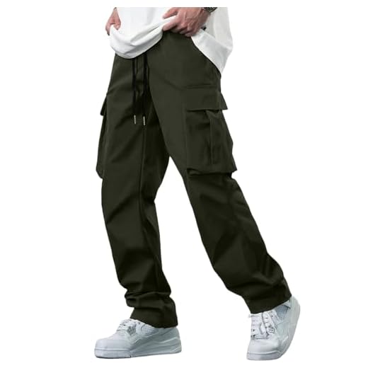 YAOBAOLE Pantalon Cargo Homme Pantalon Cargo Homme Grande Taille Pantalons Coton Hommes Regular Pantalons de Travail Hommes Vert Militaire L