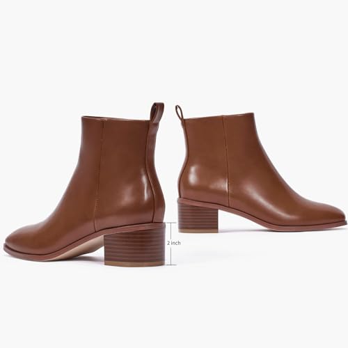 Elisabet Tang Women's Chunky Heel Ankle Booties,2 inch Sexy Square Toe Short Booties Fashion Ankle & Bootie with Side Zipper Low Block Heels Dress Evening Party Booties Shoes3