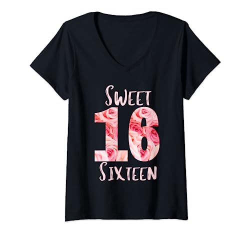 Sweet Sixteen Rose V-Neck Tee