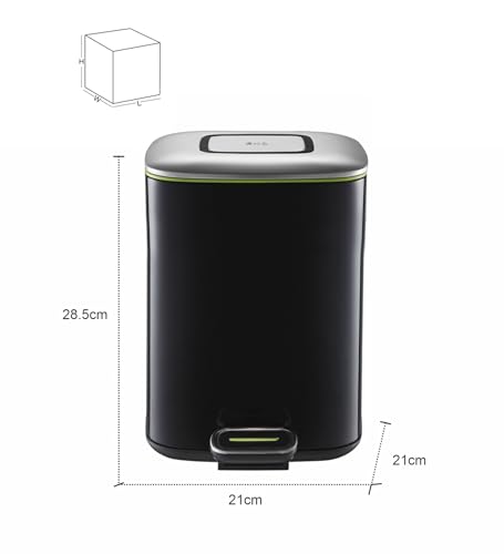 Image of Obsessions Stainless Steel Step Dustbin With Fingerprint Resistant, 6 Litres, Black