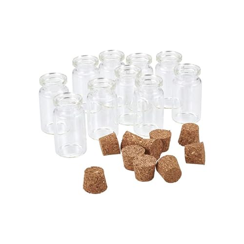 QUXVUIS 10 piezas botella de los deseos tapón de Para madera portátil antideslizante caramelo regalo galleta joyería dulce aperitivo tarro vidrio contenedor, 22x60mm 12ml