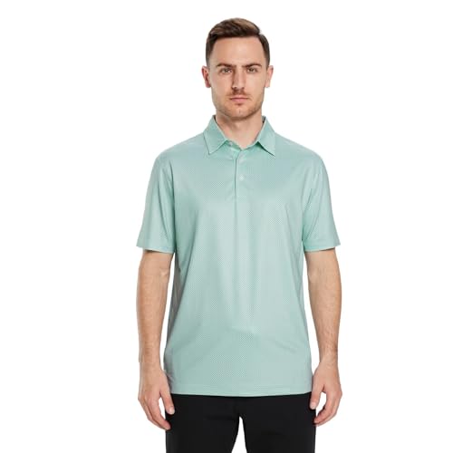 Image of Golf Shirts for Men Dry Fit Short Sleeve Print Performance Moisture Wicking Polo Shirt