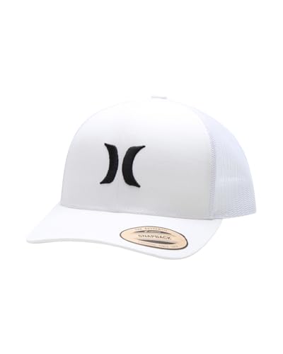 Hurley Men's Caps - Del Mar Mesh Panel Baseball Cap Trucker Hat - Snap Back Hats for Men, White