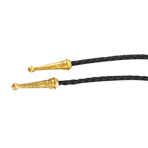 Image of Daisy Del Sol Gemstone Bolo Tie Braided Vegan Faux Leather Natural Stone Gold Handmade Necklace Adjustable Boho Western Jewelry