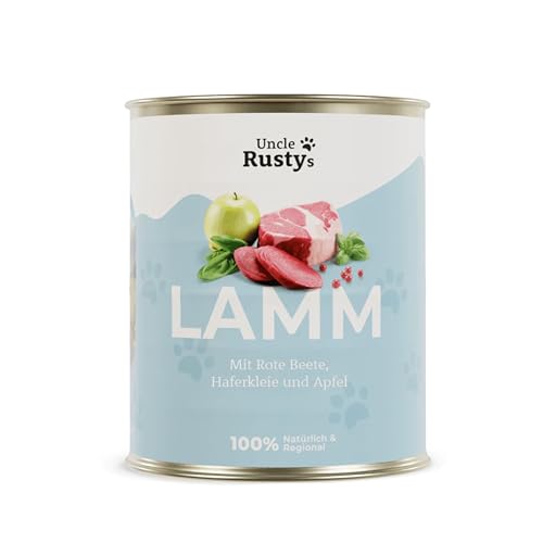 Uncle Rusty's Comida húmeda premium para perros, cordero con remolacha, salvado de avena y manzana, 6 unidades (6 x 800 g)